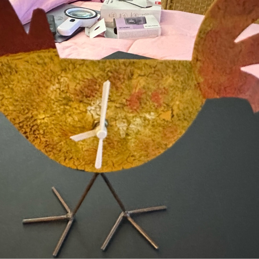 Rustic Rooster Metal Clock